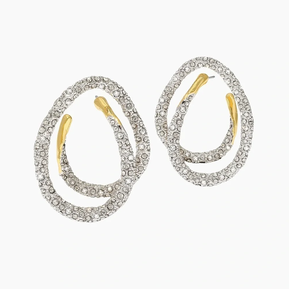 ALEXIS BITTAR Solanales Double Loop Crystal & Gold Post Earrings - BRAND NEW